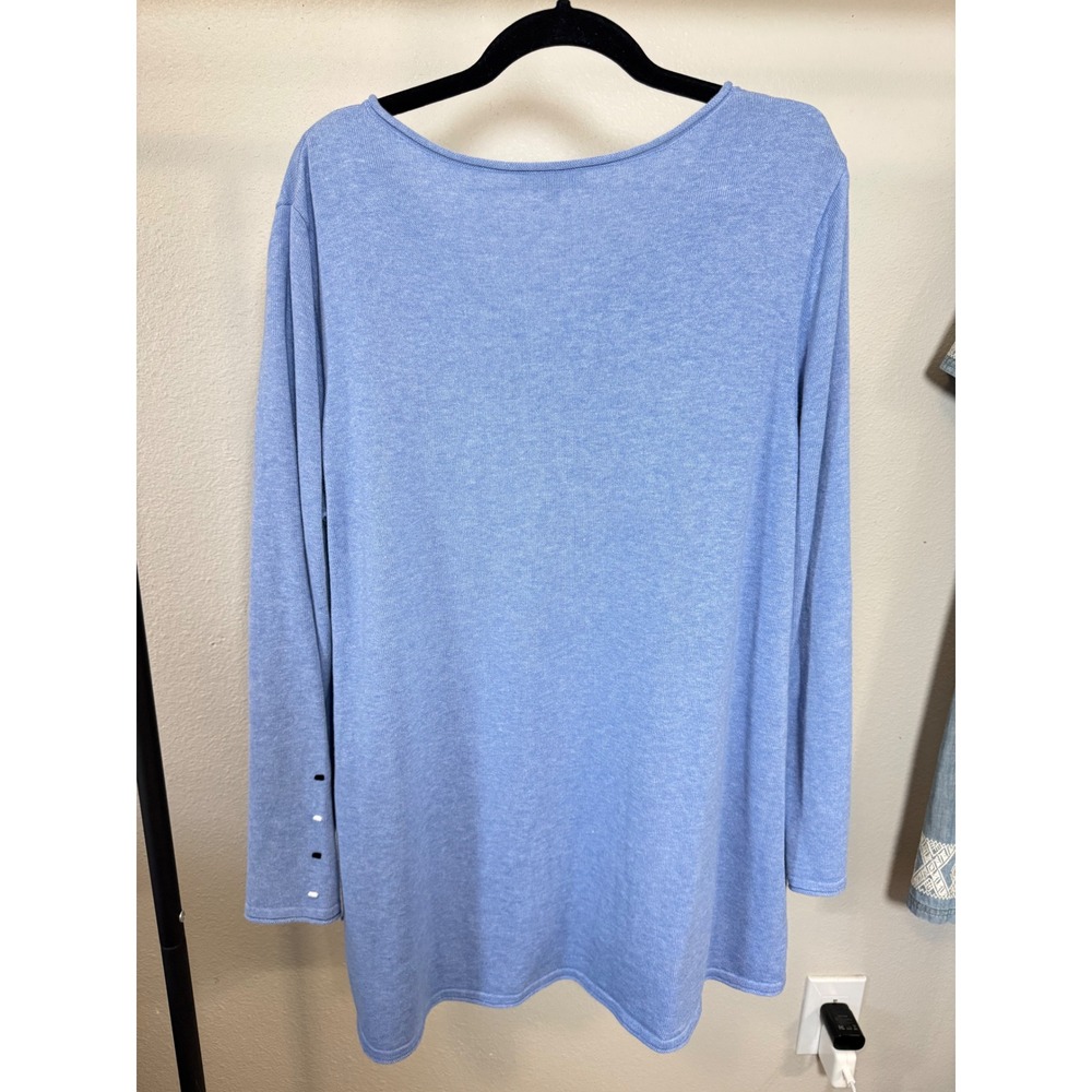 Habitat Clothes to Live In Womens XL Blue Cotton V-Neck Tunic Sweater‎ 83011 - Picture 2 of 6